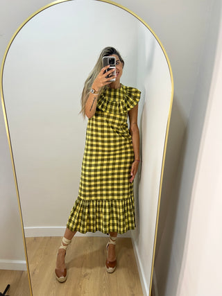 VESTIDO VICHY VERDE Y AMARILLO