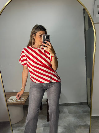 CAMISETA RAYAS ASIMÉTRICA