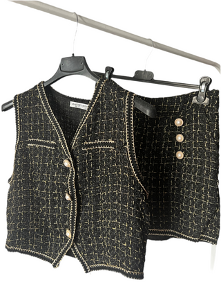 CONJUNTO TWEED BOTONES DORADOS