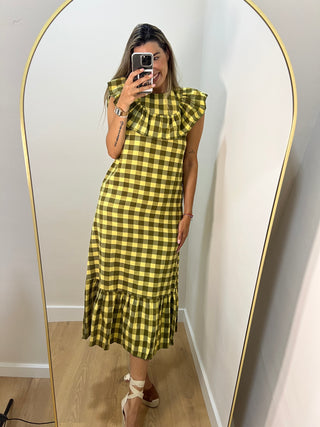 VESTIDO VICHY VERDE Y AMARILLO