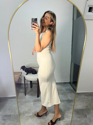 VESTIDO MIDI FRUNCE BROCHE