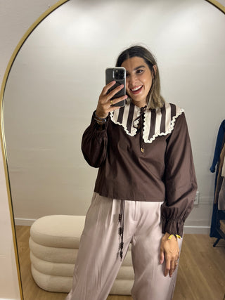 BLUSA BABEROLA CUELLO RAYAS