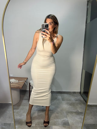 VESTIDO MIDI FRUNCE BROCHE