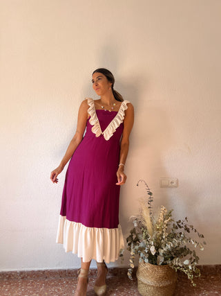 VESTIDO BICOLOR VOLANTES