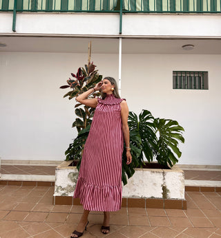 VESTIDO RAYAS VOLANTE