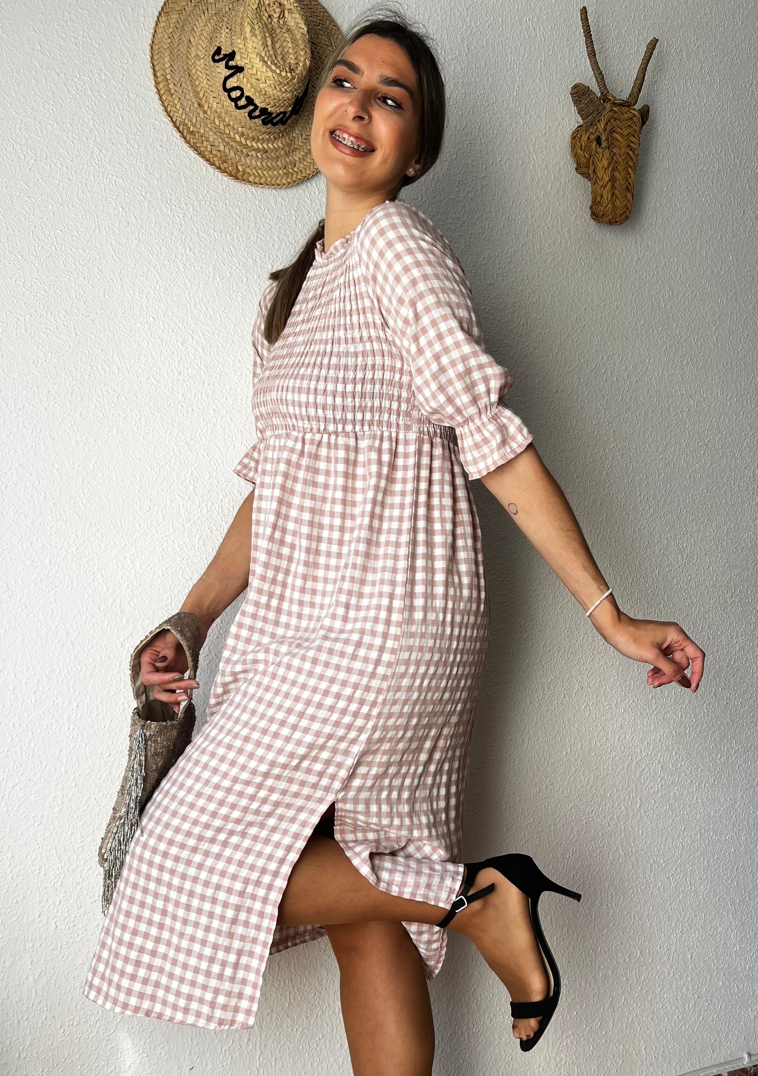 Dress Vestido Rosa Cuadros Vichy Zara VESTIDO CUADRO VICHY