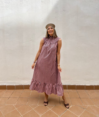 VESTIDO RAYAS VOLANTE