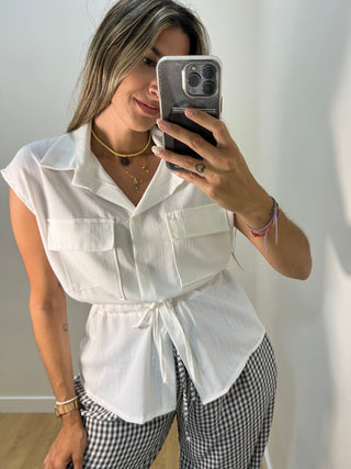BLUSA BOLSILLOS LAZO