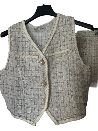 CONJUNTO TWEED BOTONES DORADOS