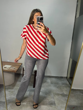 CAMISETA RAYAS ASIMÉTRICA