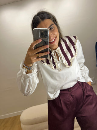 BLUSA BABEROLA CUELLO RAYAS