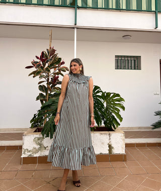 VESTIDO RAYAS VOLANTE