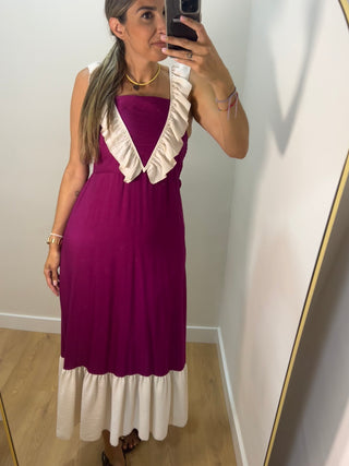 VESTIDO BICOLOR VOLANTES