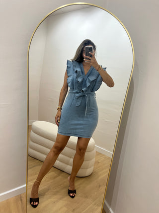 VESTIDO VOLANTES DENIM