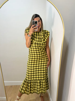 VESTIDO VICHY VERDE Y AMARILLO