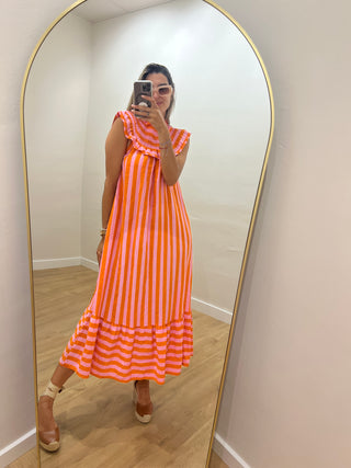 VESTIDO VOLANTE RAYAS
