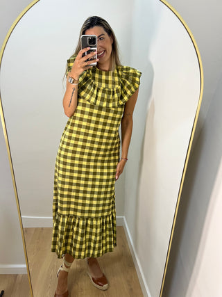 VESTIDO VICHY VERDE Y AMARILLO