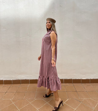 VESTIDO RAYAS VOLANTE