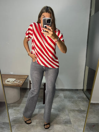 CAMISETA RAYAS ASIMÉTRICA