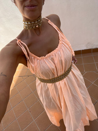 VESTIDO MELOCOTÓN VOLANTE