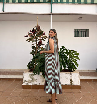 VESTIDO RAYAS VOLANTE