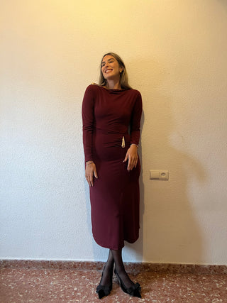 VESTIDO MIDI FRUNCES