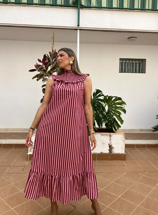 VESTIDO RAYAS VOLANTE