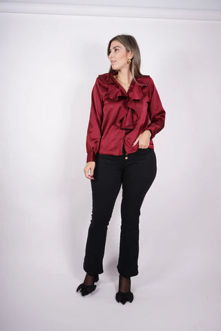 CAMISA SATINADA VOLANTES