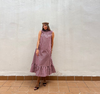 VESTIDO RAYAS VOLANTE