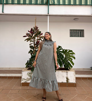 VESTIDO RAYAS VOLANTE