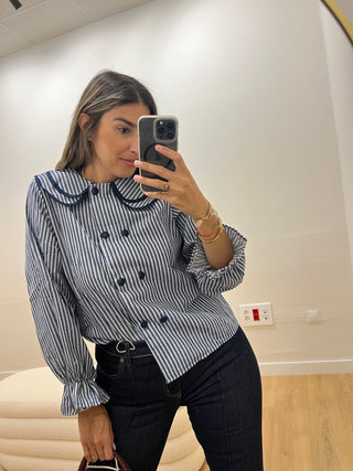 CAMISA RAYAS CUELLO VOLANTE