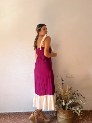 VESTIDO BICOLOR VOLANTES