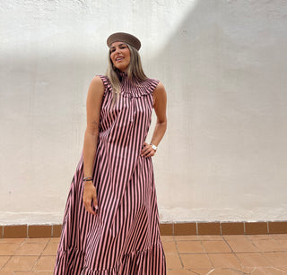 VESTIDO RAYAS VOLANTE