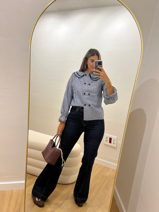 CAMISA RAYAS CUELLO VOLANTE